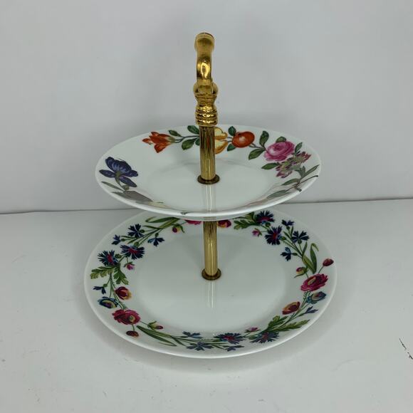 Porcelaine de Paris Tiered Flower Trimmed Porcelain Serving Plate - Picture 5 of 9